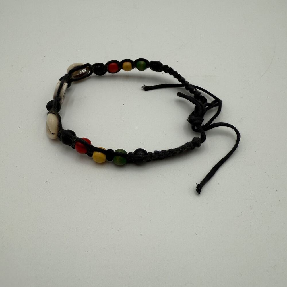 Macrame Rasta Bracelet Surfer Hemp Style Cowrie Shells Bead Jamaican Reggae